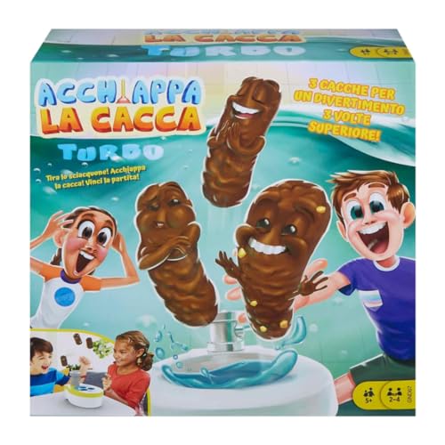 Mattel Games, Toilettes Folie Ça déborde, jeu pour enfants avec 1 toilette, 3 crottes, 1 dé et une règle du jeu, cadeau pour les enfants à partir de 5 ans, GND67