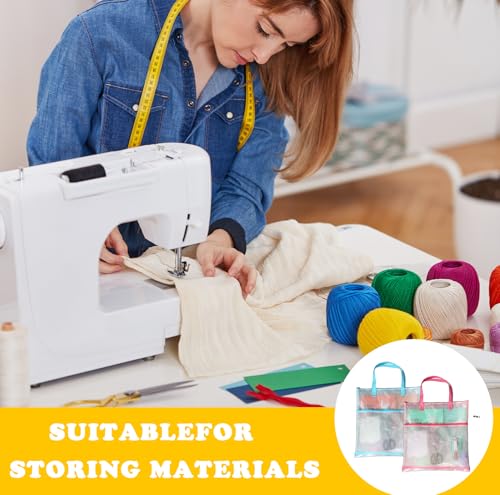 Image of 2 Pcs Sewing Project Bag,Portable Project Bags,Sew Quilting Bag,Storage Bag for Art and Wearable Craft,Craft Project Organizer Tote with Zipper and Double Pockets