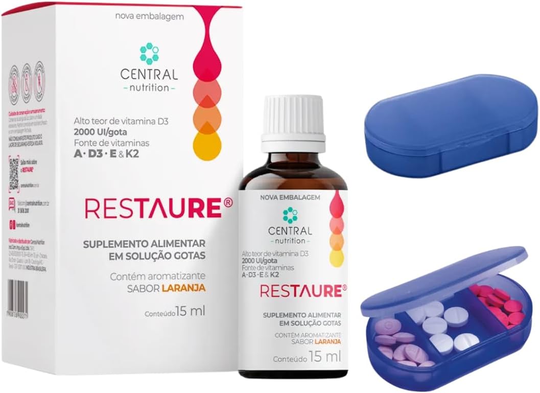 Restaure® 15ml Central Nutrition – Vitamina A, D3, E E K2 + Porta Cápsulas