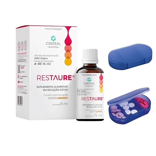 Restaure® 15ml Central Nutrition - Vitamina A, D3, E E K2 + Porta Cápsulas