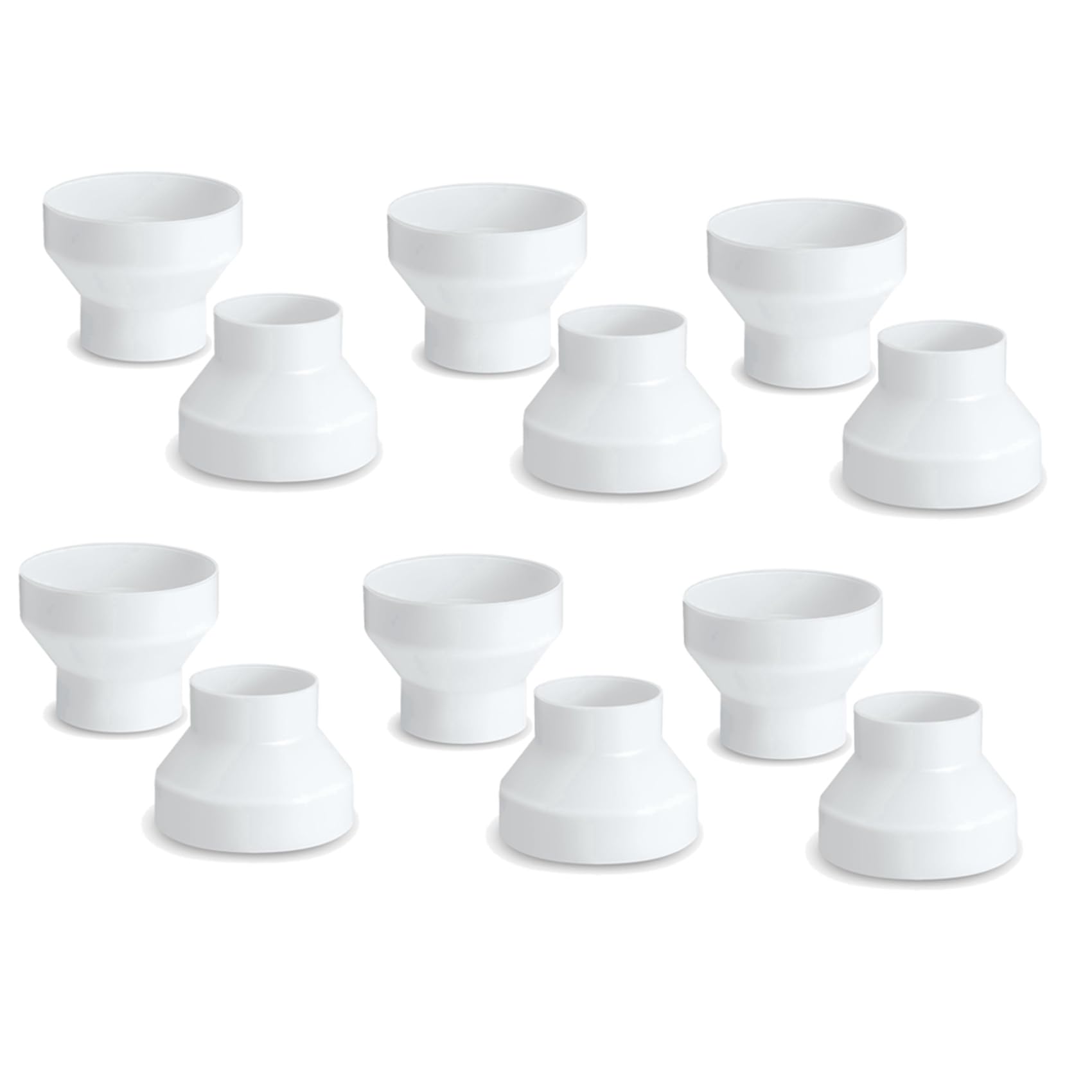 Jnchdghwa White 12 Pcs 6 To 4 Inch Duct Reducer Increaser Abs Air Duct Adapter Duct Fan Or Dryer Vent Adapter Pipe Connector,