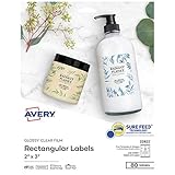 Avery Printable Blank Rectangle Labels, 2' x 3', Glossy Crystal Clear, 80 Customizable Labels (22822)