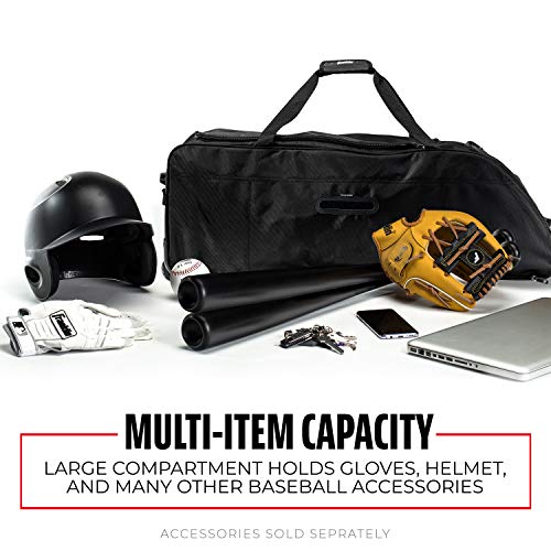 Franklin Sports Traveler Roller - Baseball And Softball - Equipment Bag - Compartment- Black - 1680D Polyester - Water Resistant- Black #TOP2