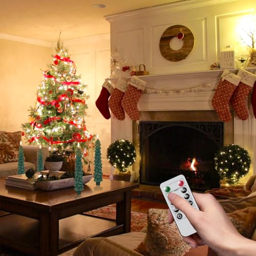 Image of GenSwin Christmas Tree Flameless Taper Candles candlesticks Remote Timer | Green, Christmas Tree Candlesticks, Battery Operated Led Candle, Christmas Home Winter Decoration, 4 Pack, 0.78 inch x 9.8 inch