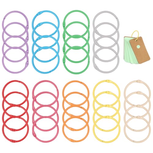 36 Piezas Anillas Encuadernar, 30mm Anillo de Libro de Hojas Sueltas Bisagra, Anillas de Encuadernación de Metal, Anillas para Encuadernar Colores, Anillo Metálico de Carpeta para Álbumes, Cuadernos