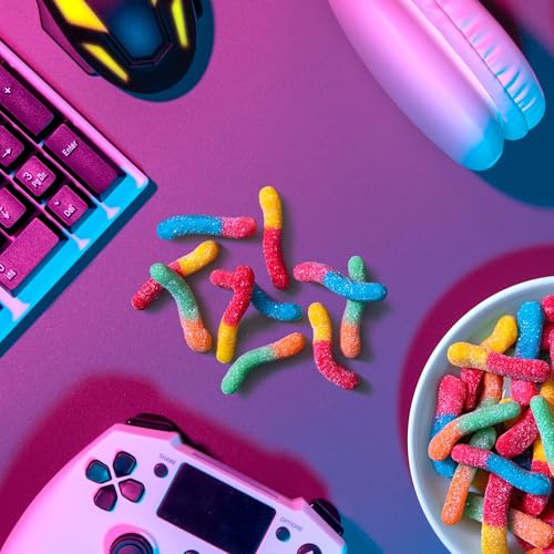 Image of Trolli Sour Brite Crawlers Candy, Cherry-Lemon, Strawberry-Grape & Orange-Lime, Sweet and Sour, Gummy Worms, 7.2 oz