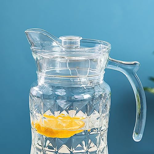 Image of Wringo Premium 7pc Crystal Water Jug with Glass Set and Jug Set Combo,Freezer Safe and Dishwasher Safe (6 Pieces Glasses 200ML and 1 Water Juice Jug 1 Liter), Transparent, Glass and Jug Set (WS-12)