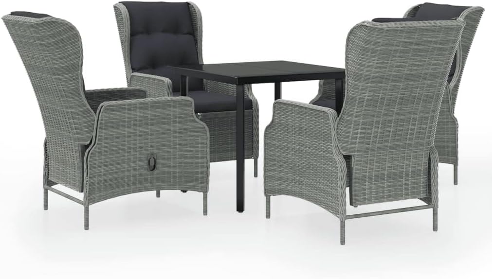 5 Piece Patio Dining Set,Outdoor Table Chairs,Patio Chairs,Outdoor Furniture,Conversation Furniture,Rattan furniturePerfect for Patio, Garden, Porch,Family Room,Sitting Area, Light Gray