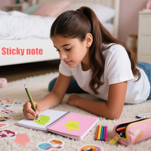 Blocs-notes autocollants mignons à offrir, papeterie créative cœur et étoile pour enfant - 5