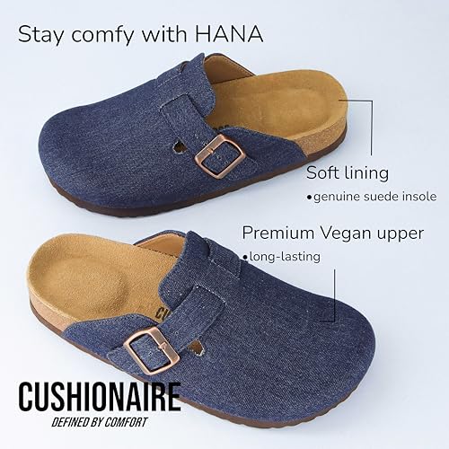 Image of CUSHIONAIRE Hana Womens Clogs | Comfortable Vegan Suede Clogs for Women | Slip On Potato Shoes with Cork Footbed & Arch Support | Memory Foam, Wide Widths Available