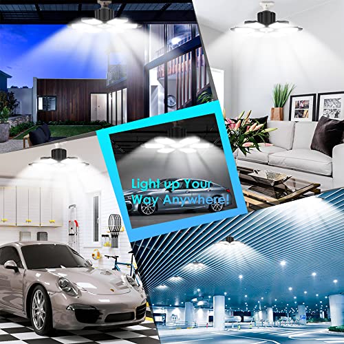 BRAINIAC 150W LED Garage Light Bulb with 6 Adjustable Panels, E26/E27 Screw in Shop Light Ceiling Light for Garage Workshop Barn - 2Pack - Thumbnail 7