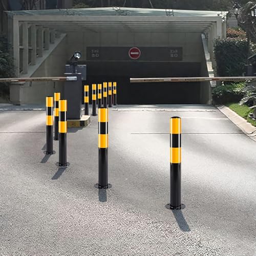 Borne de signalisation robuste pour protéger un parking des incivilités