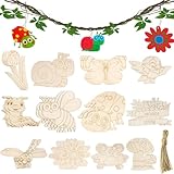 HcvGcm Holzfiguren Zum Bemalen, holzanhänger zum bemalen, Holz Bemalen Kinder, 36 Stück Kreatives Holzbastelset, DIY Holz Basteln Kinder Und Basteln, Ideal Für Eltern Und Erzieher