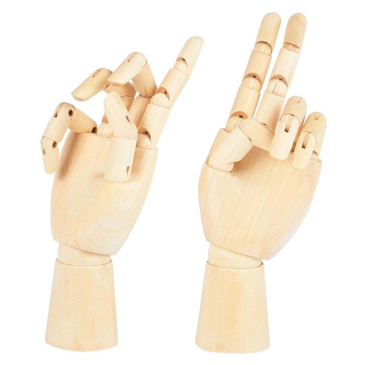 Gogogmee Unique Design Wooden Hand Model Sculpture for Sketching 2pcs Comic Hand Models Movable Joints for Artistic Creation