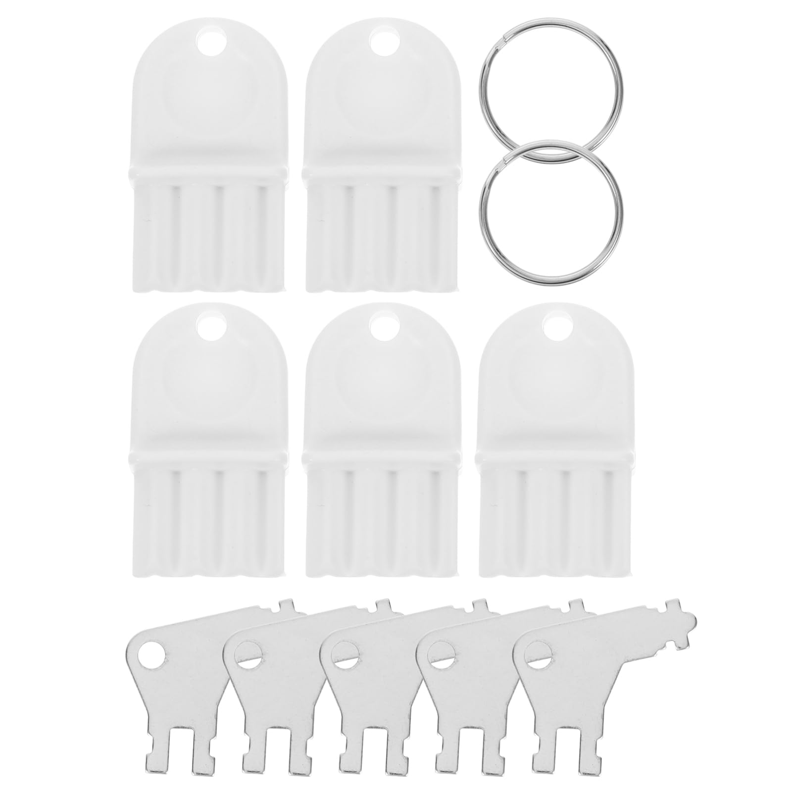 LALAFINA Toilet Paper Dispenser Key Plastic Paper Towel and Toilet Tissue Dispenser Key with 5 Key Rings Commercial Soap Dispensers Key Tissue Paper Holder Key White