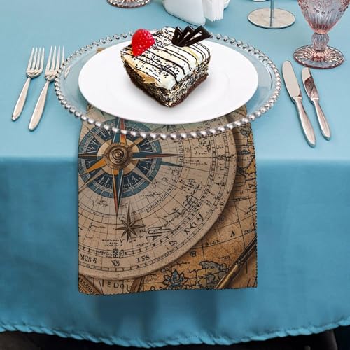 Servilletas de Tela con Brújula y Mapa Antiguo 4 Piezas miniatura 4