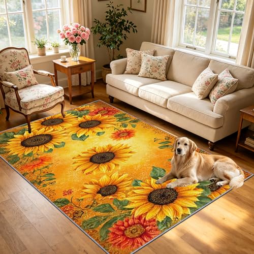 Tapis de salon abstrait avec envers antidérapant lavable - 2