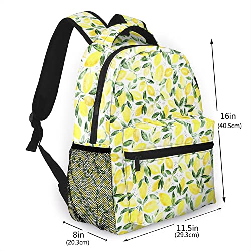 Vintage Watercolor Lemons Citrus Backpack Bookbag 16 inch Laptop Bag Shoulder Bag Casual Daypack for Teenager3