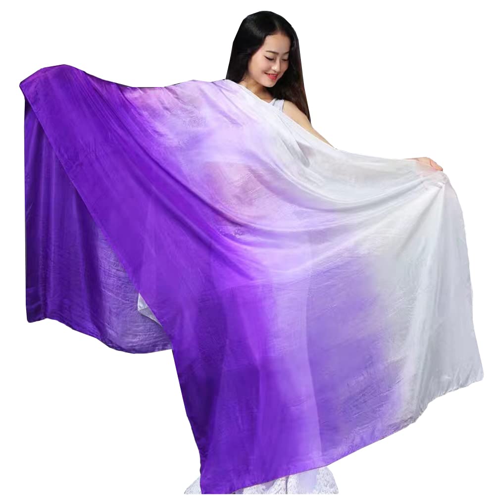 TMZAQH Women Real Silk Belly Dance Veils Silk Hand Scarves Fire Flame Colors