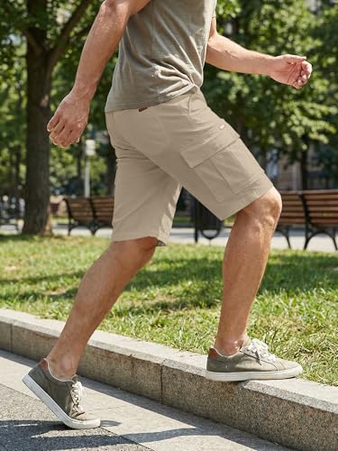 Image of JMIERR Mens Casual Cotton Twill Cargo Shorts Drawstring Classic Chino Stretch Short with 6 Pockets