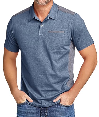 zitysport Polo Hombre Manga Corta Polo de Verano Camiseta Casual Deportiva Camisa Secado Rápido Transpirable Golf Tennis Tops