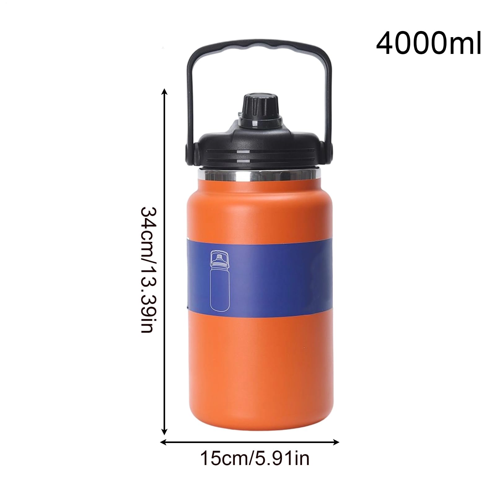 Edelstahl Trinkflasche 4 Liter Vakuum-Isolierbecher | Edelstahlflasche Für Die Nutzung Im Fitnessstudio, Beim Wandern, In Der Schule, Auf Reisen, Beim Camping, Beim Radfahren,