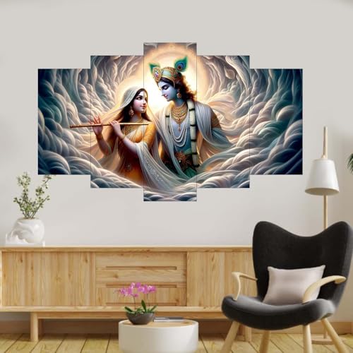 Image of SN Handicrafts Radha Krishna Religious Wall Painting for Living Room, Bedroom, Gifts, 18 inch x 30 inch Painting (Without Frame, Pack of 5)(RK S-109)