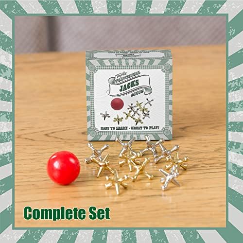 Toyrific | Jacks Classic Kids Game Set Individual Set, Traditional Metal Family Game with 1 Bouncy Ball