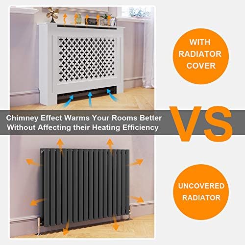 ELEGANT Radiator Covers Medium Modern Cross Slat White Painted Cabinet Radiator Shelve for Living Room/Bedroom/Kitchen, MEDIUM