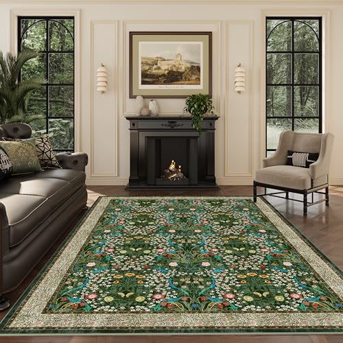 8 X10 Green Area Rugs for Living Room, Machine Washable