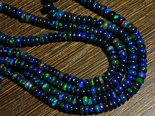 Opaline noire d'Éthiopie de qualité AA en perles rondelles lisses de 5 à 7mm