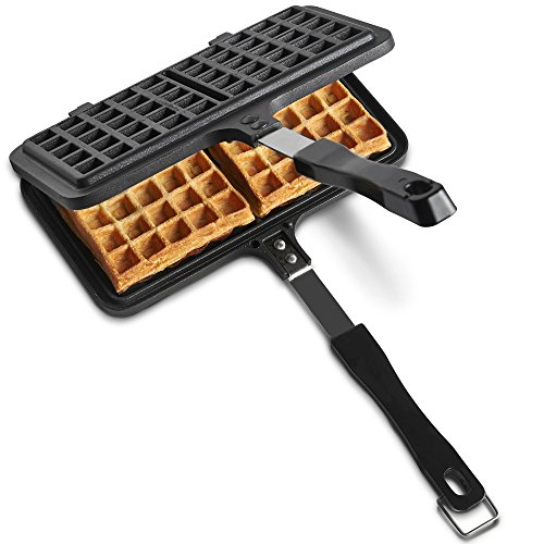 VonShef Dual Waffeleisen für den Herd – Doppel Waffeleisen aus Aluminiumguss mit Antihaft-Beschichtung Bakelite-Griff… – Bild 5