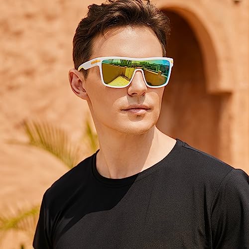 Karsaer Flat Top Tr90 Polarized Sports Men Sunglasses Vintage Square Cycling Running Fishing Golf Hiking Sports Glasses #TOP2