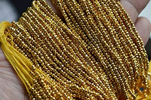 Pyrite dorée facettée 2.25mm perles rondelles LKBEADS 33cm