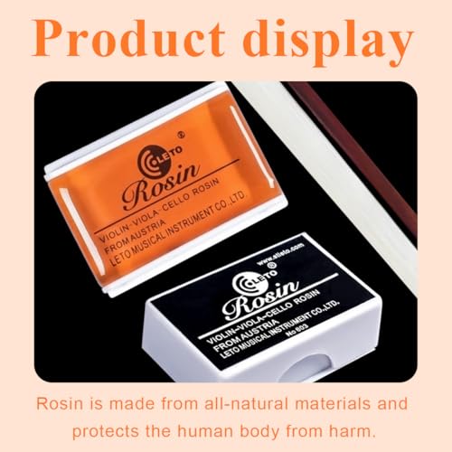XUKZIMA 2 Pcs Kolophonium Cello Kolophonium Geige Naturharz Staubarm Starke Haftung Transparenz Ideal für Stahl & Synthetiksaiten mit Schutzhülle für empfindlichen Klang dauerhafte Leistung