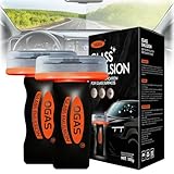 Flaurix 2PCS Glass Oil Film Remover for Car,Roll-On Glass Compound with Cleaning Board,Removes Oil Film & Smudges,Universal Anti-Rain Fog Brush