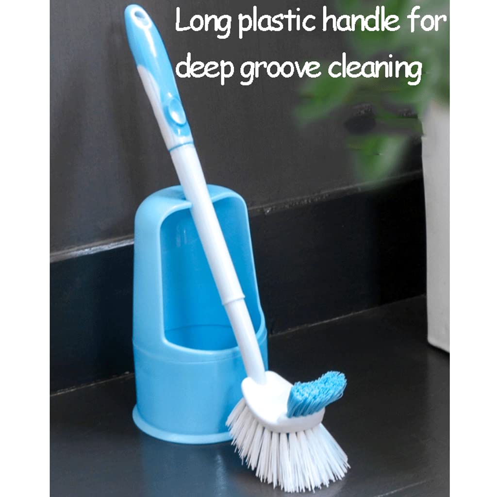 Moderno cepillo de inodoro de doble cara con soporte, herramienta de limpieza de plástico azul sin esfuerzo, fácil de ocultar, suministros de baño esenciales para el saneamiento del hogar