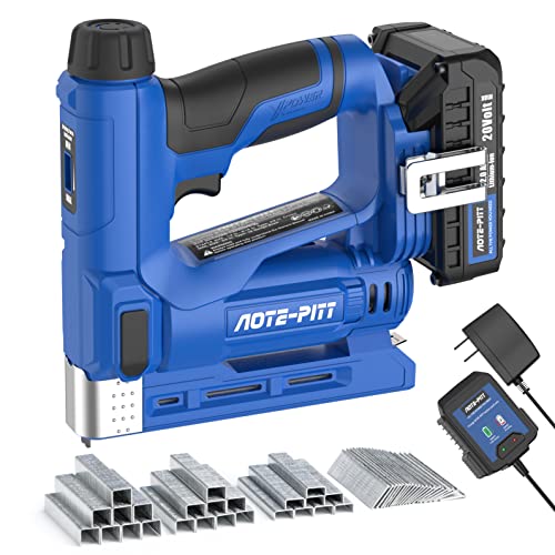 AOTE-PITT 20V Cordless Brad Nailer Drive 5/8'' Nails, 2 in 1 Staple Gun Nail Gun Battery Powered, 2.0Ah Electric Stapler 3/8" Crown Include Battery and Charger, Ideal for Upholstery, Woodworking