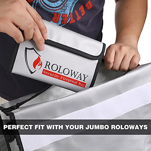 Image of ROLOWAY Small Fireproof Bag (5 x 8 inches), Non-itchy Fireproof Money Bag for Cash, Valuables, Passport, Currency & Keys (2-Pack Silver)