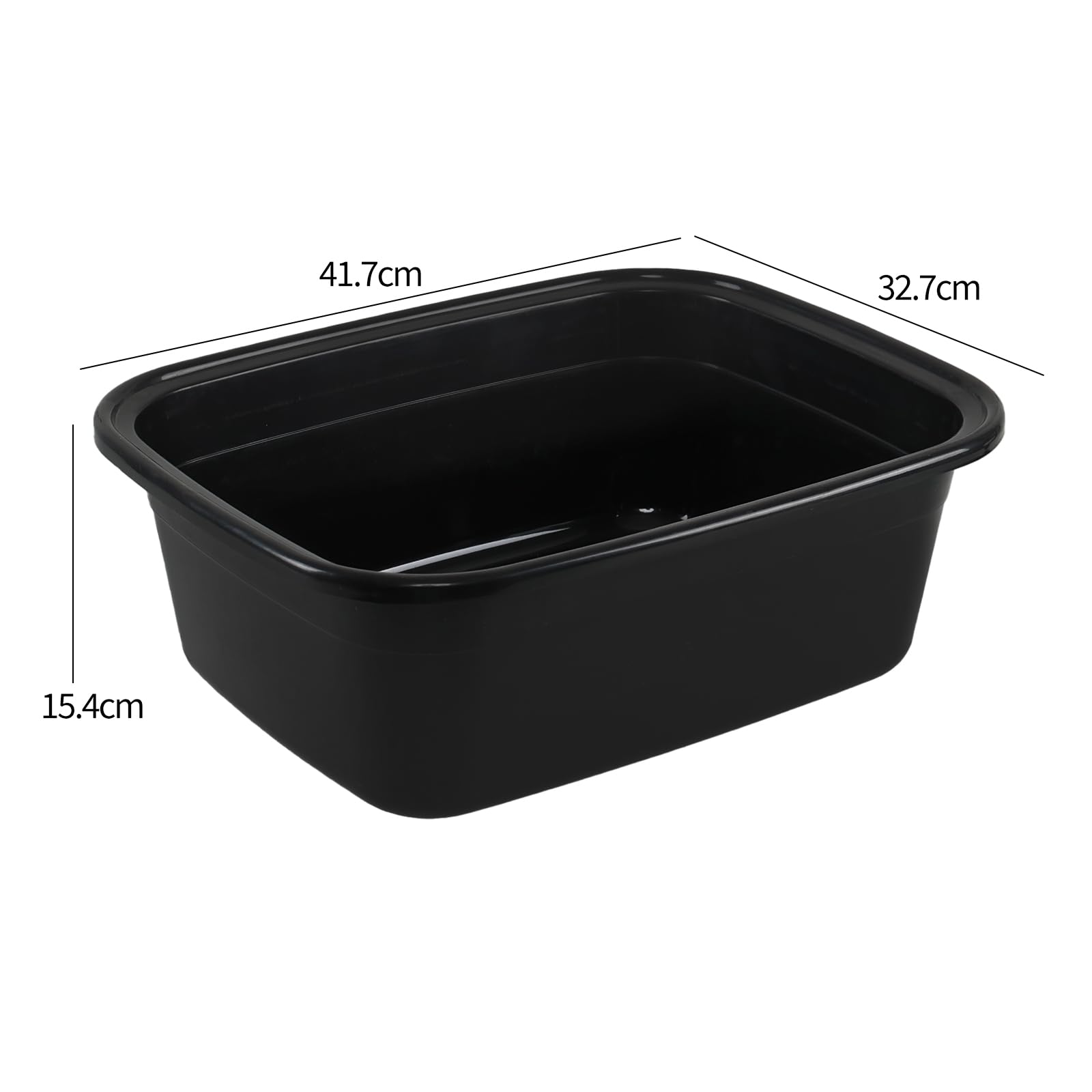 Paquete de 3 cuencos rectangulares de plástico de 15 L para fregadero de cocina, color negro
