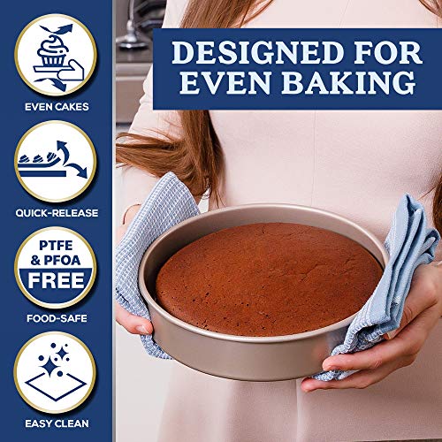Ultra Cuisine Textured Nonstick Steel 8 Inch Round Cake Pan Durable, Oven-Safe, Warp-Resistant, Easy Clean For Cooking And Baking #TOP1