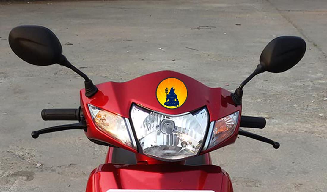 KREEPO Lord of Shiva Peaceful Sticker for Scooty, Bike- All Two Wheeler Vehicle Vinyl Multi Color(11cm X 11cm) 1