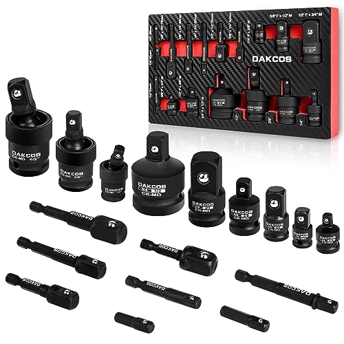 DAKCOS Lot de 17 Adaptateurs Porte Douille à Choc 1/4