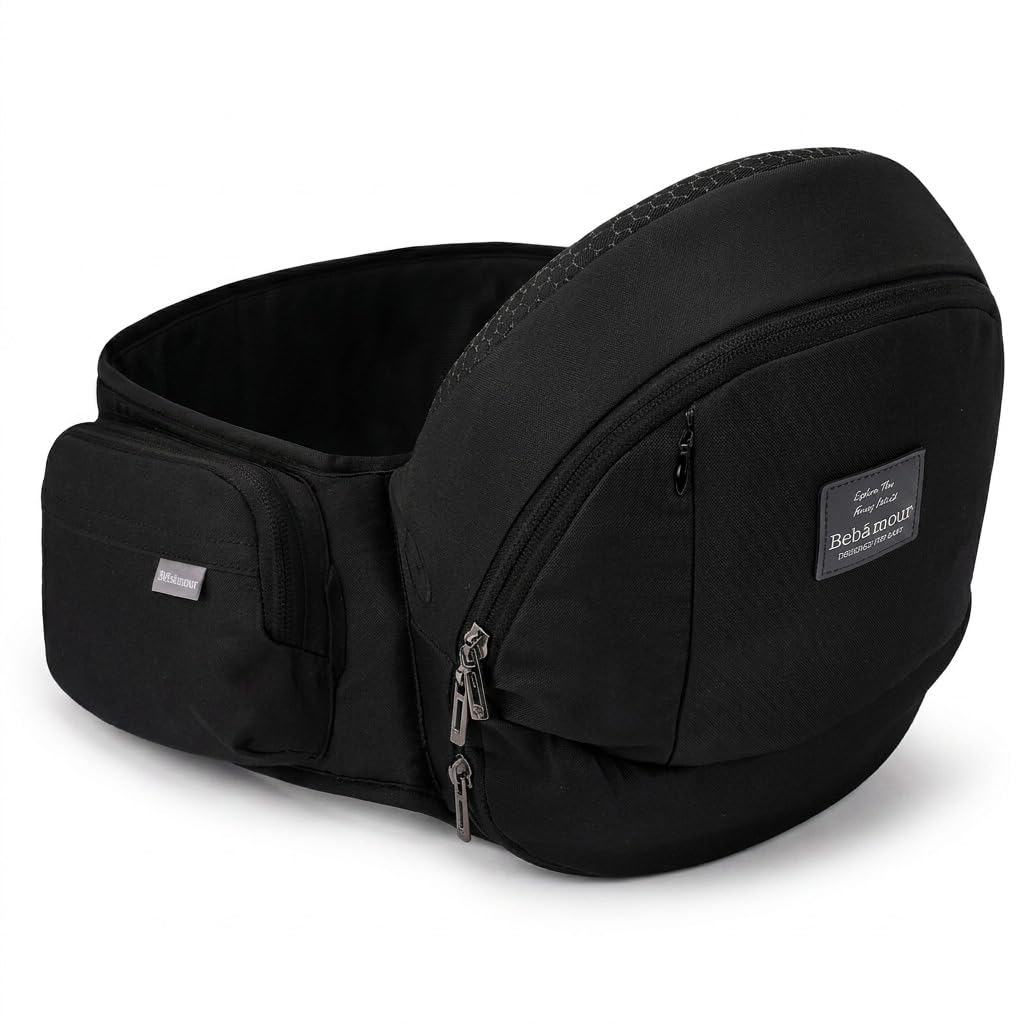Bebamour Marsupio per neonato Hip Seat 0-36 mesi, leggero, 3 in 1, da neonato a bambino, HipSeat (nero)