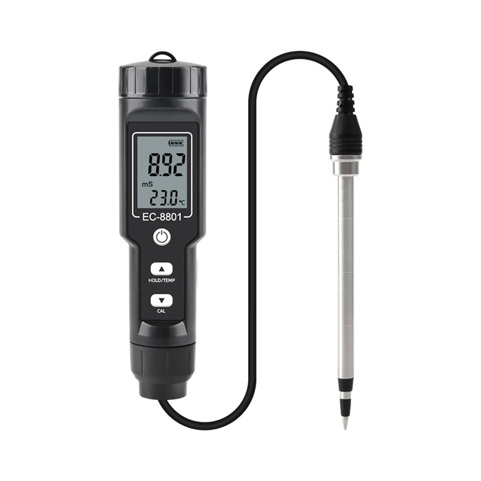 Digital Moisture Tester, Digital EC/Temp Soil Tester 0.00~10.00mS/cm Conductivity Meter Sensor Earth Analyzer with ATC Planting Garden Outdoor(EC-8801B)