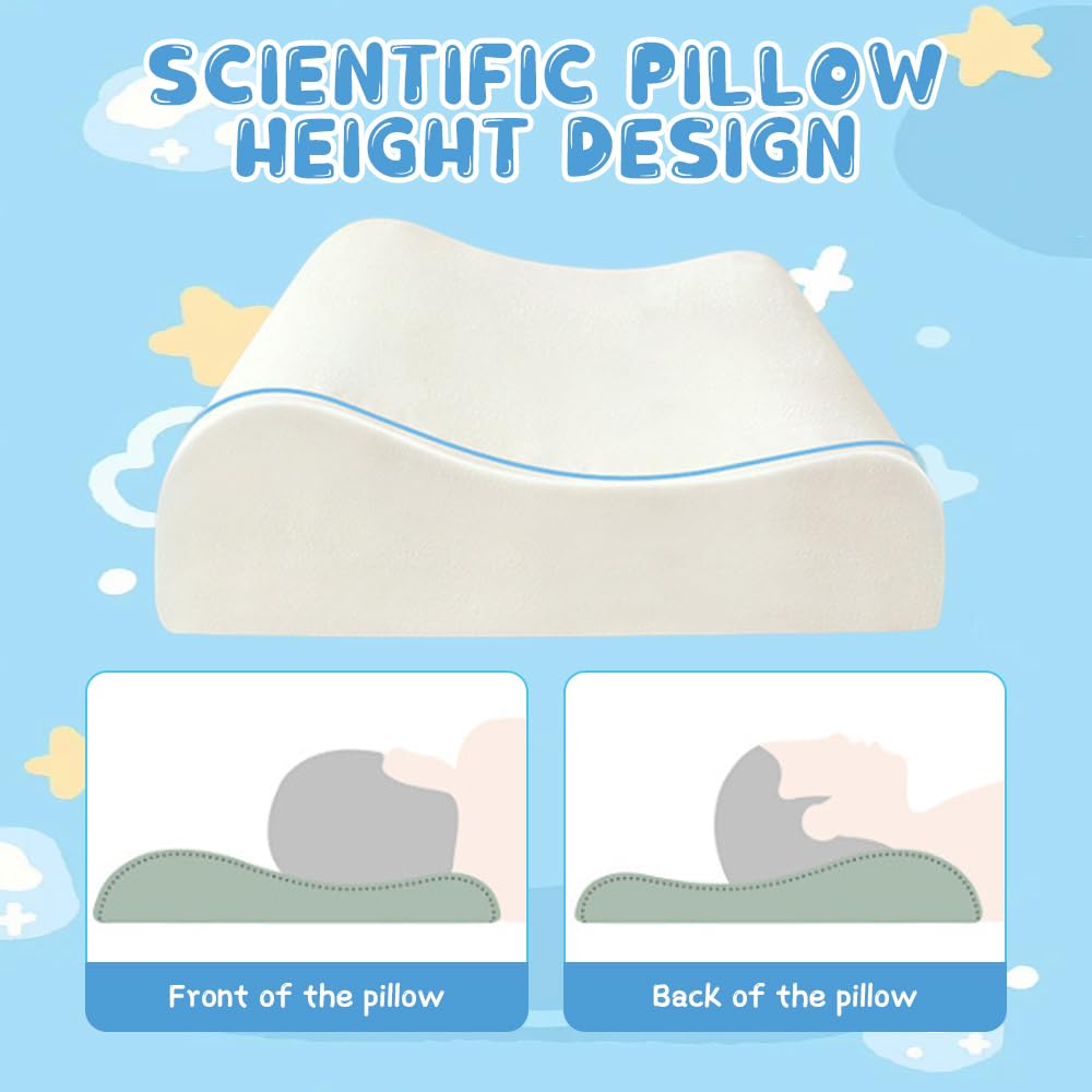 Oreiller Enfant, 45 x 27cm Oreiller Ergonomique Enfant, Coussin de Sommeil pour en-Fant, Confortable Sommeilenfant vec Taie pour La Crèche, T'apporte de Beaux Rêves (Fuchs)