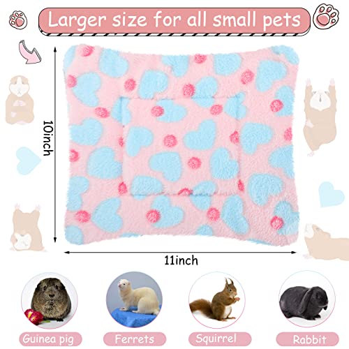 Jetec 3 Pcs Bunny Guinea Pig Beds Soft Bunny Mats Warm Guinea Pig Mat Small Animal Bed Pads Fleece Sleeping Pads for Indoor Rabbit Hamster Squirrel Hedgehog Chinchilla(Fleece,Heart,Purple) - Image 2