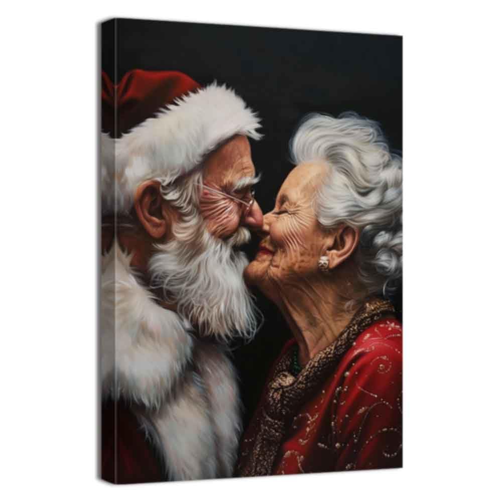 ZQQART Christmas Wall Art Santa Claus and Mrs Christmas Canvas Painting Art Winter Festive Picture Prints Bedroom Kitchen Decor Frame(White,12.00" x 18.00")