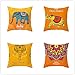 Poszewki na poduszkę 80 x 80 cm, 4 sztuki, bawełna, lniane poszewki na poduszki, dwustronne nadrukowane poszewki na poduszkę z niewidocznym zamkiem błyskawicznym, poduszka dekoracyjna, do użytku na zewnątrz, do samochodu, na sofę, dekoracja w kolorze żółtym słonia mandala