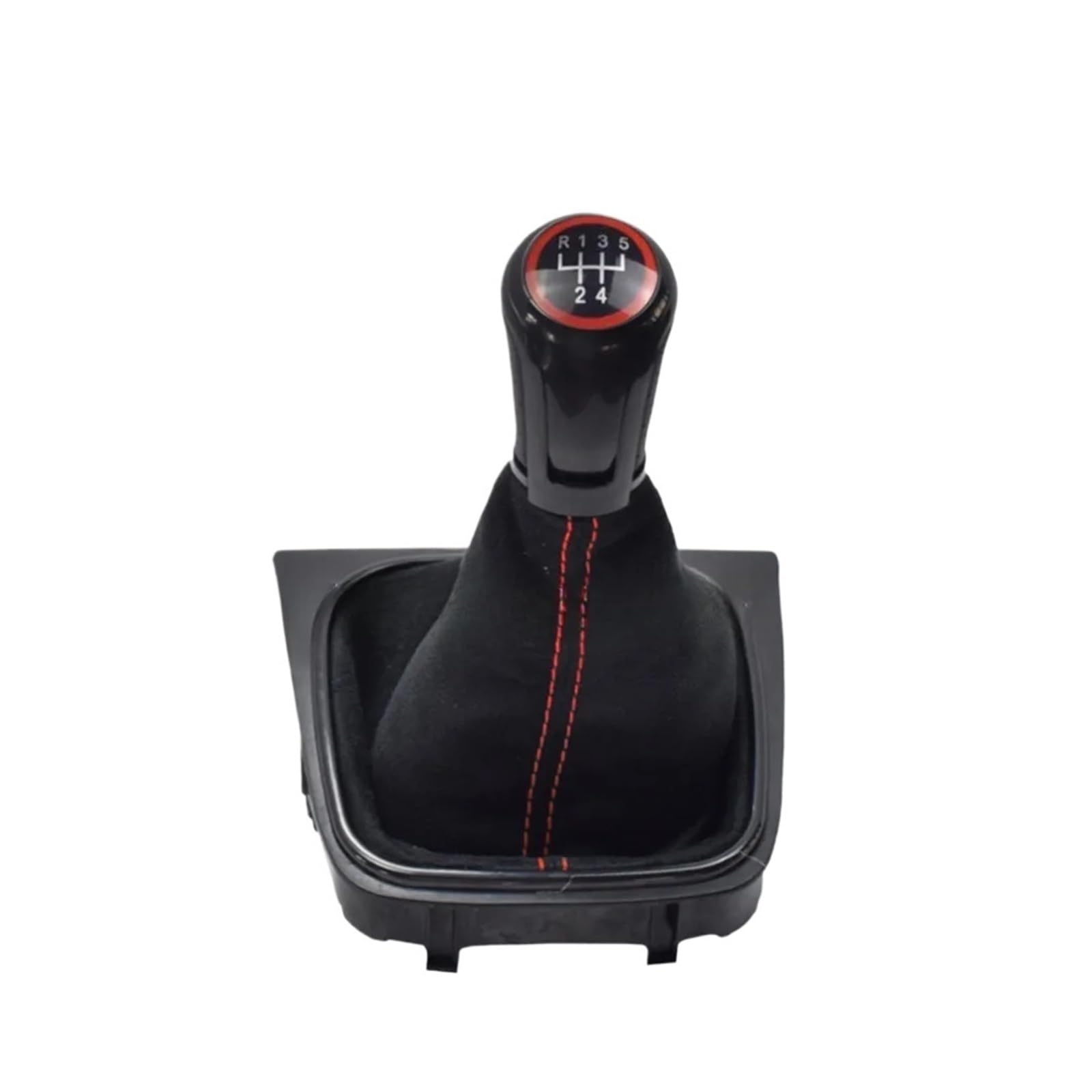 Jeocoai For Red Line Car Gear Knob For Golf 5 Mk5 For 6 Mk6 For Jetta A5 For Scirocco Gear Shift Knob With Leather Dust Boot Collar Case(,5Speed)